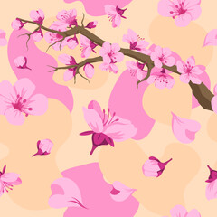 Cherry tree blossom, sakura branches patterns
