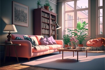 Digital illustration about house interior.