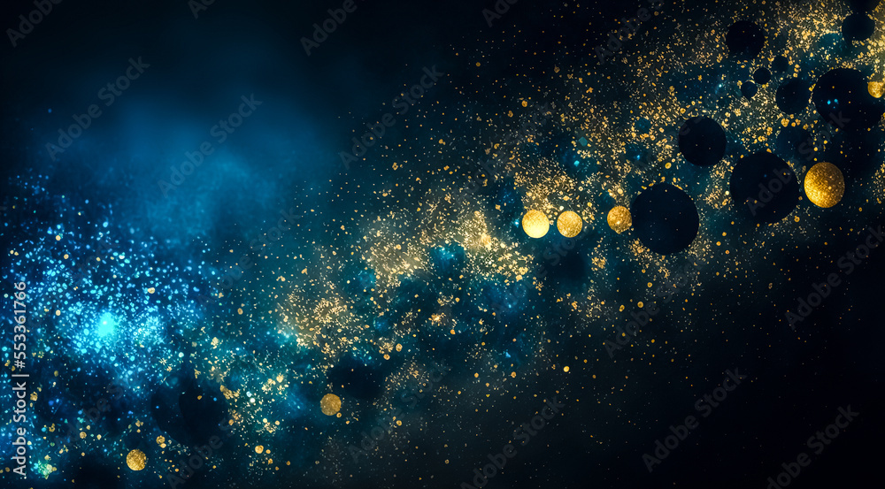 Canvas Prints abstract background with dark blue and gold particle. christmas golden light shine particles bokeh o
