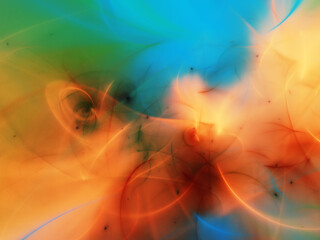 blue and orange abstract fractal background 3d rendering illustration