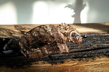 Masquerade mask on table