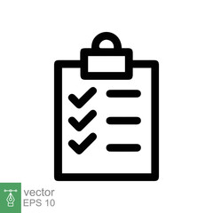 Checklist icon. Simple flat style. Clipboard with check list, report note, document test concept. Vector illustration isolated on white background. EPS 10.