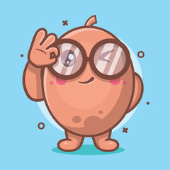 funny kiwi fruit character mascot with ok sign hand gesture isolated cartoon in flat style design