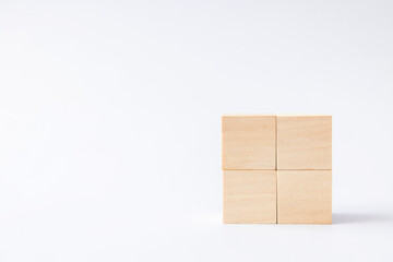 wooden cube toy for the child. concept about education, business, play, strategy, success.