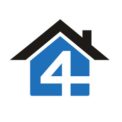 home or house icon with number 4