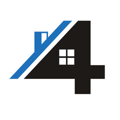 Obraz premium home or house icon with number 4