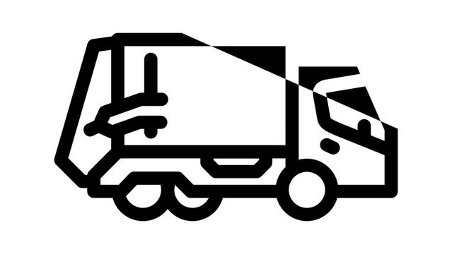 truck waste transportation line icon animation