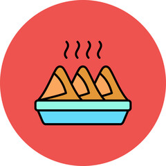 Samosa Multicolor Circle Filled Line Icon