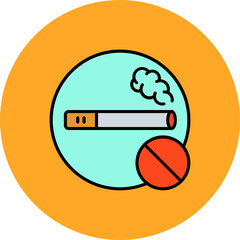 No Smoking Multicolor Circle Filled Line Icon