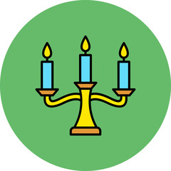 Candle Multicolor Circle Filled Line Icon