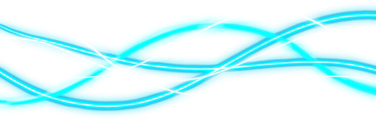 Curved blue neon abstract light rays