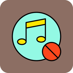 No Music Multicolor Round Corner Filled Line Icon