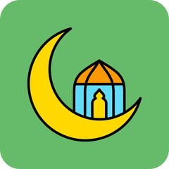 Moon Multicolor Round Corner Filled Line Icon