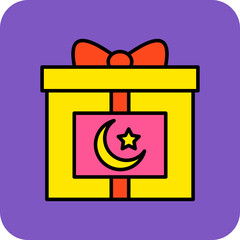Gift Multicolor Round Corner Filled Line Icon