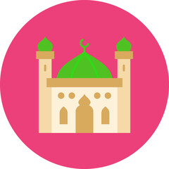 Mosque Multicolor Circle Flat Icon