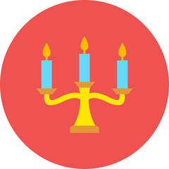 Candle Multicolor Circle Flat Icon