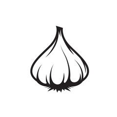 black line garlic icon vector concept element design