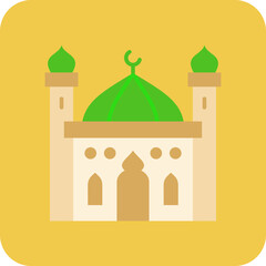 Mosque Multicolor Round Corner Flat Icon