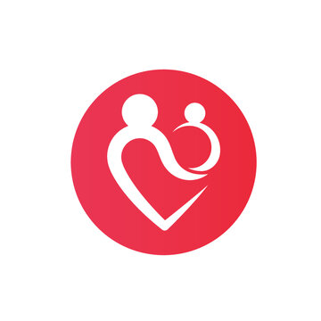 mom and baby heart concept icon vector design