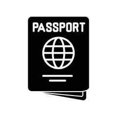Passport icon with book and earth globe for id