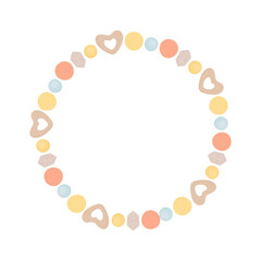 Frame of cute boho baby toys in Scandinavian style