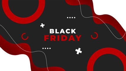 Black Friday typography banner. Black Friday modern linear typography text illustration isolated on black background. Design template for Black Friday sale banner.