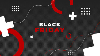 Black Friday typography banner. Black Friday modern linear typography text illustration isolated on black background. Design template for Black Friday sale banner.