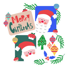 christmas card with santa claus star tree xmas