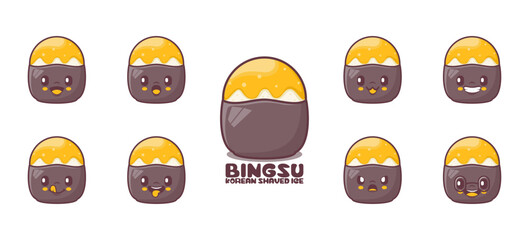 Bingsu cartoon. korean dessert vector illustration