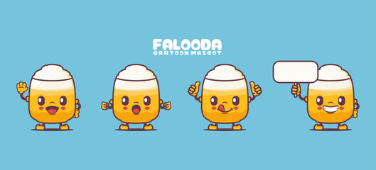 Falooda cartoon mascot. indian food vector illustration