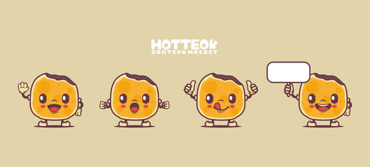 Hotteok cartoon mascot. korean food vector illustration