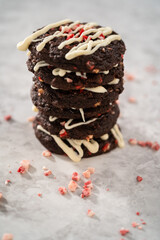 Chocolate cookies with peppermint chips