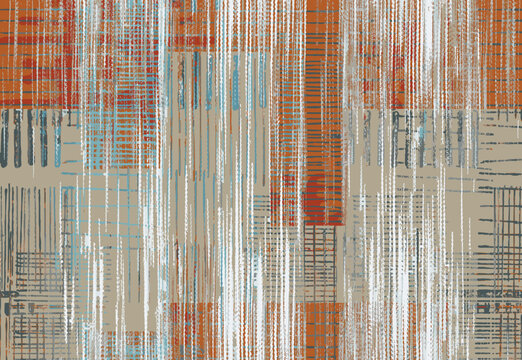 Colorful ikat pattern in vintage style. Elegant ethnic background. Hand drawn oriental art. Seamless geometric vintage texture.