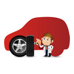 Set of technician with different poses