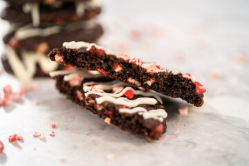 Chocolate cookies with peppermint chips