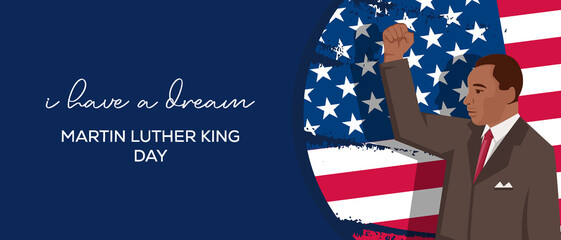 I have a dream MLK day or martin luther king day horizontal banner illustration
