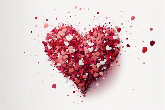  a heart shaped object with many hearts scattered around it on a white background with a red border around it. generative ai