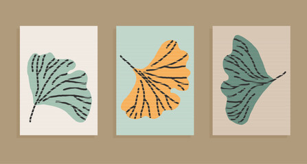 ginkgo biloba leaves vector template set
