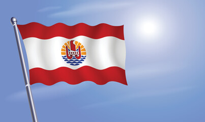 French Polynesia flag against a blue sky