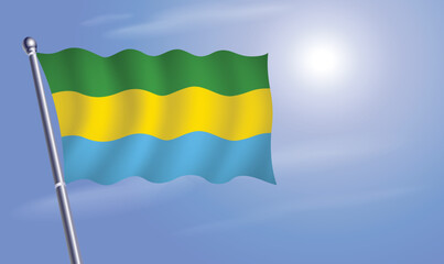Gabon flag against a blue sky