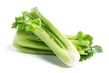 Fresh green celery isolated on white background