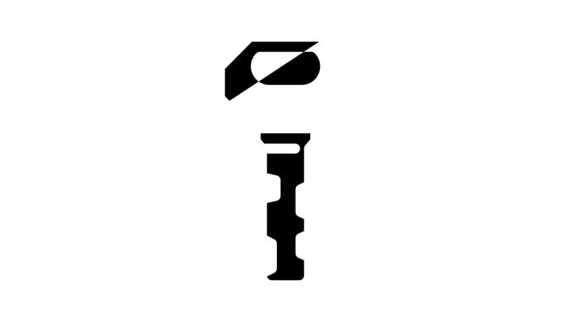 vintage key glyph icon animation