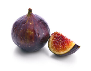 Fresh ripe figs isolated on white background