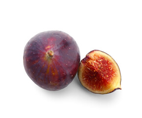 Fresh ripe figs isolated on white background