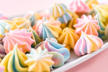 Fototapeta na wymiar Unicorn meringue cookies