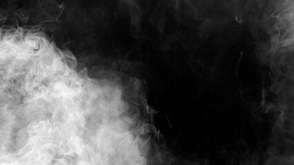 Studio room with smoke floating up the interior texture for display products on a black background