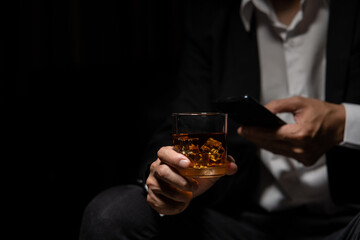 Celebrate whiskey a friendly party in restaurant.