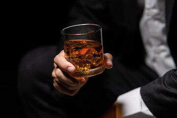 Celebrate whiskey a friendly party in restaurant.