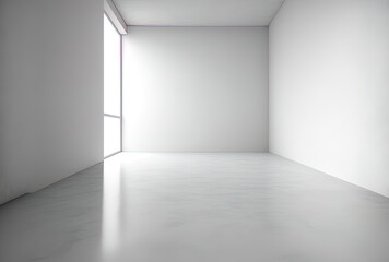 Fototapeta premium Background of the product is a white wall with a gray floor. Generative AI