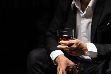 Celebrate whiskey a friendly party in restaurant.